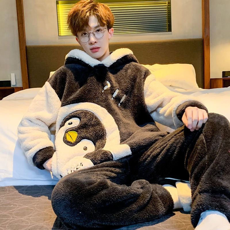 Bộ Đồ Ngủ Cotton Flannel Phong Cách Hoạt Hình Ấm Áp Và Thoải Mái Mặc