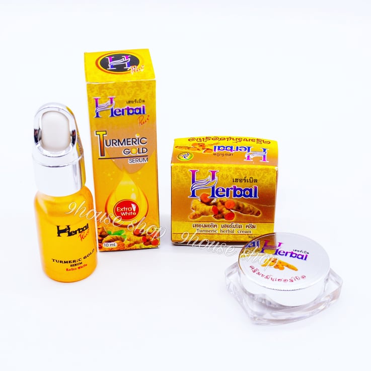 Bộ KEM & SERUM Nghệ VÀNG HERBAL THÁI LAN (1 chai 10ml + 1 hủ 5gram)