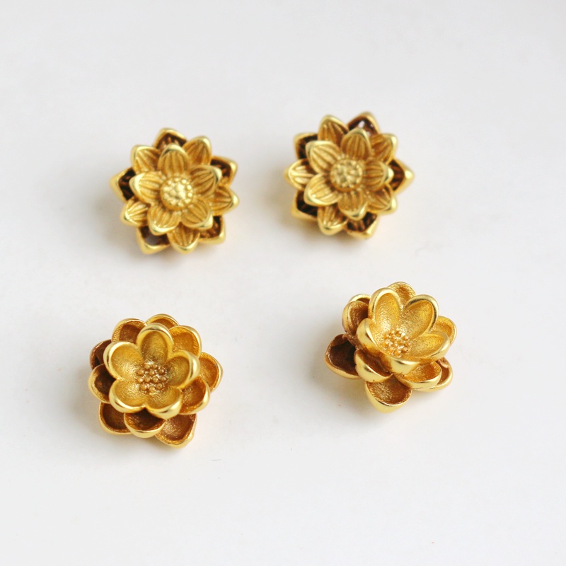 Mặt Dây Chuyền diy Mạ Vàng 18K Hình Hoa Sen Xuyên Thấu Ba Chiều