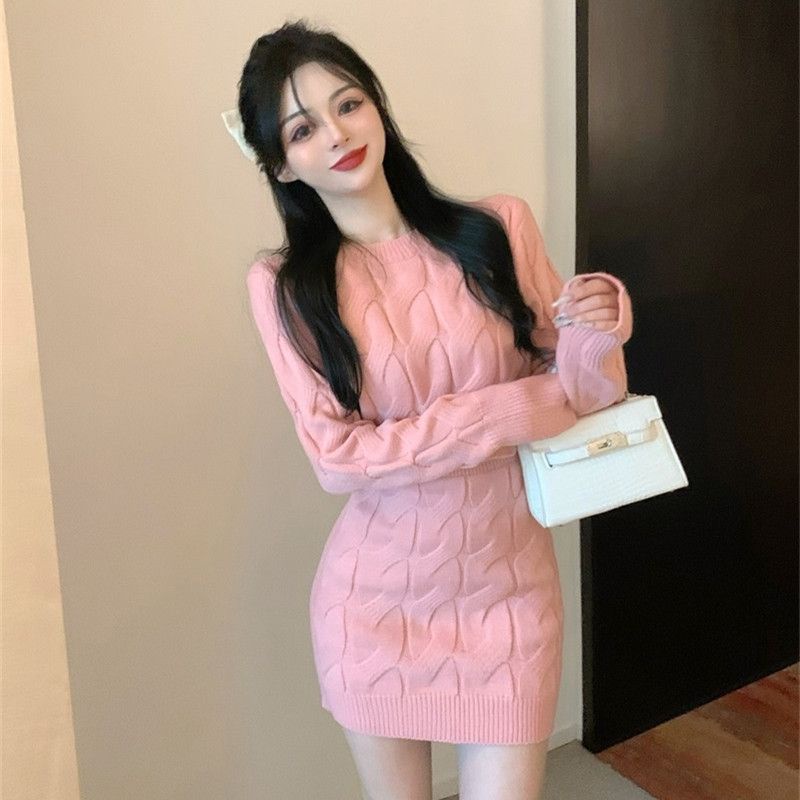 Bộ Áo Sweater Cổ Cao Phối Chân Váy Eo Cao Ôm Hông Kiểu Hồng Kông Thời Trang Thu Đông Mới Cho Nữ