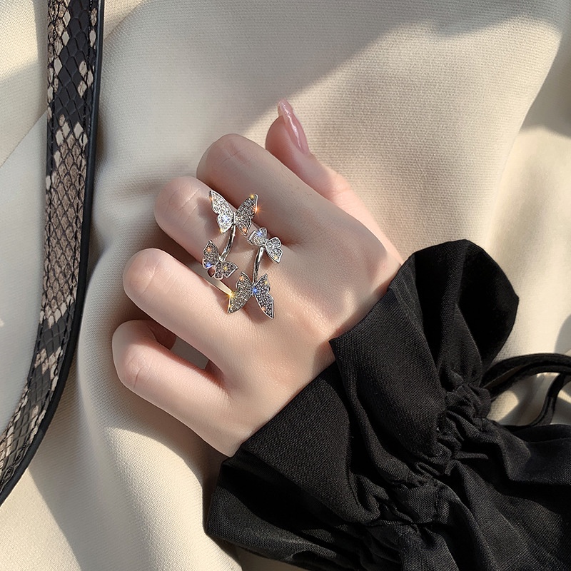 Bộ Nhẫn Mở Thiết Kế Hình Bướm Ngọt Ngào Cá Tính Thời Trang Cho Nữ