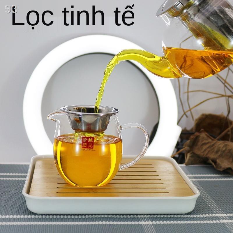 TPhụ kiện trà đạo Kungfu dày chịu nhiệt Bộ tách trà hợp lý Bộ xả tích hợp bình pha trà thủy tinh có lưới lọc