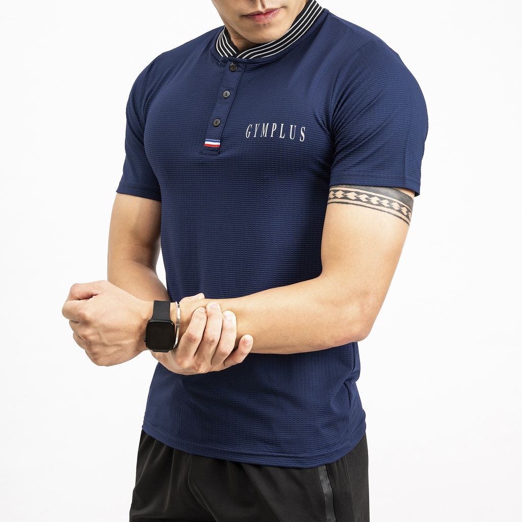 Áo thể thao nam cổ bomber GymPlus Coolmax,Áo tập gym nam co giãn thấm hút mồ hôi nhanh