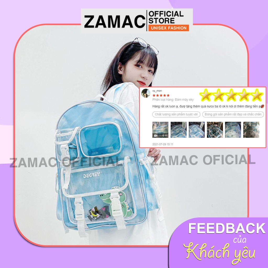 Balo Degrey loang màu ZAMAC cặp đi học nam nữ trong suốt nhiều ngăn Unisex - ZMB28