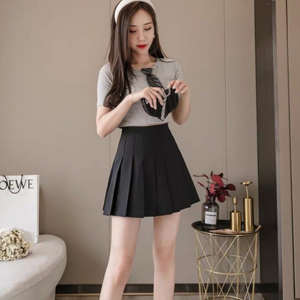 Chân Váy Xếp Ly Ngắn Chữ A Phong Cách Công Sở lưng cao Hai Màu Trắng Đen Fom Chuẩn Đẹp | BigBuy360 - bigbuy360.vn