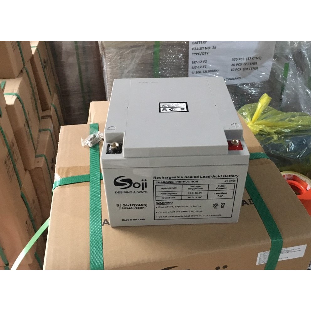 Ắc quy Soji nhập khẩu Thái Lan 12V 24AH  chuyên dụng cho UPS, NLMT