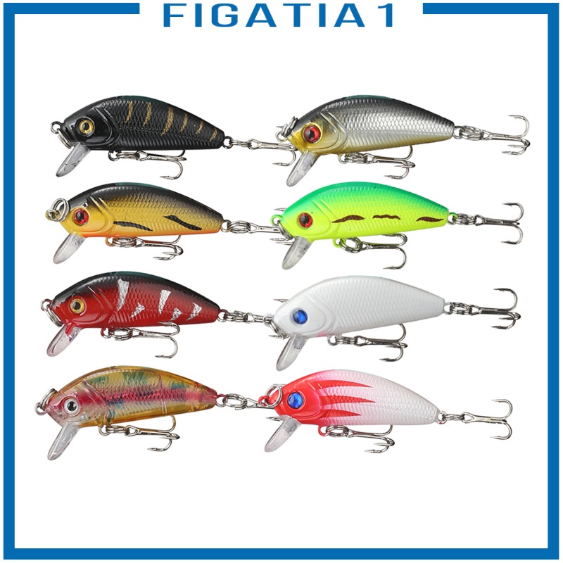 [FIGATIA1]8x Realistic Fishing Lures Surface Hook Topwater Lure Swimbait for Bass Pike