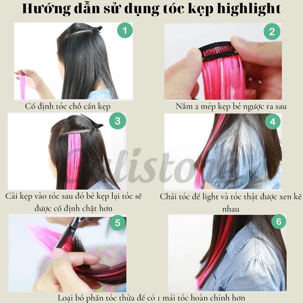 Tóc giả kẹp dài thẳng xoăn light 60cm lọn nhiều màu phong cách Hàn Quốc Galistore