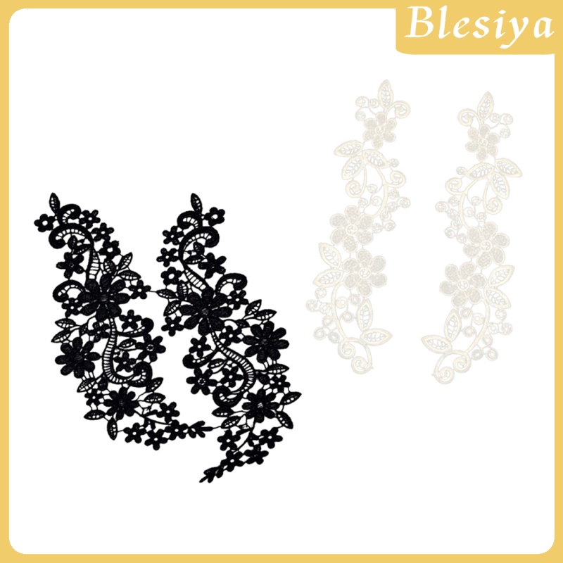 [BLESIYA] 4 Pieces DIY Floral Venise Lace Applique Embroidered Patch Motif Crafts