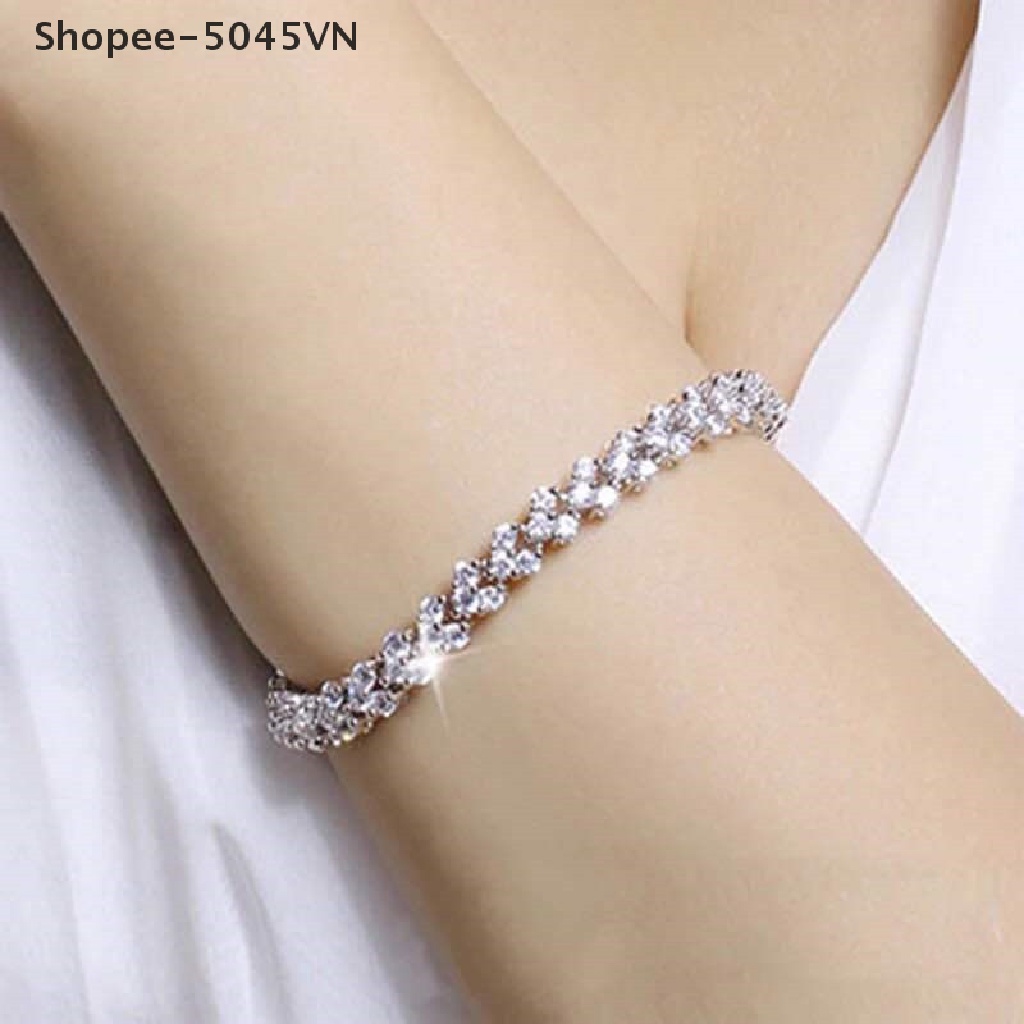 [rain] Vòng Tay Chuỗi Đá zirconia Màu Bạc / Vàng Phong Cách Hip-Hop Làm Quà Tặng