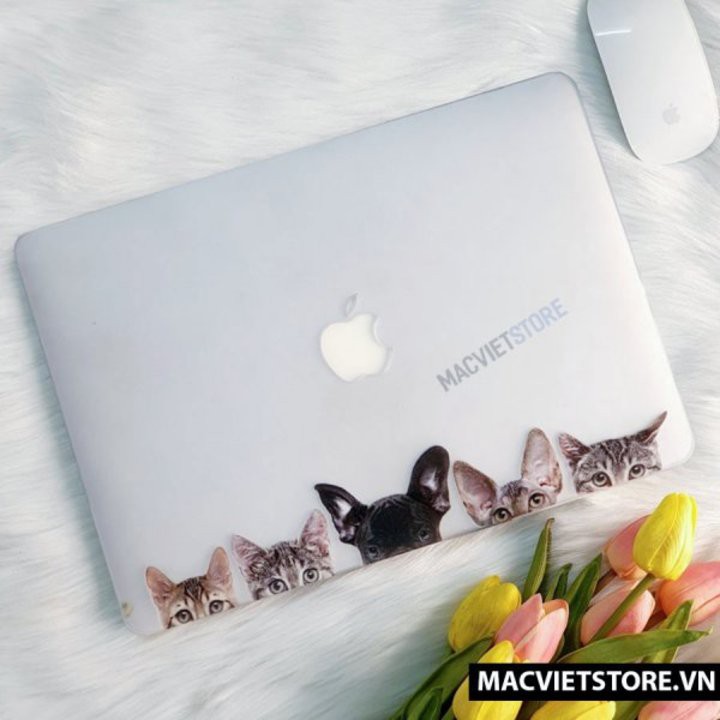 Ốp Macbook Hình  Thú Cưng (Mèo con) Đủ Dòng (Tặng Kèm Phủ Phím Và Set Nút Chống Bụi)