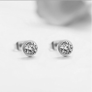 Bông tai titan (thép không gỉ) cubic zircon màu trắng