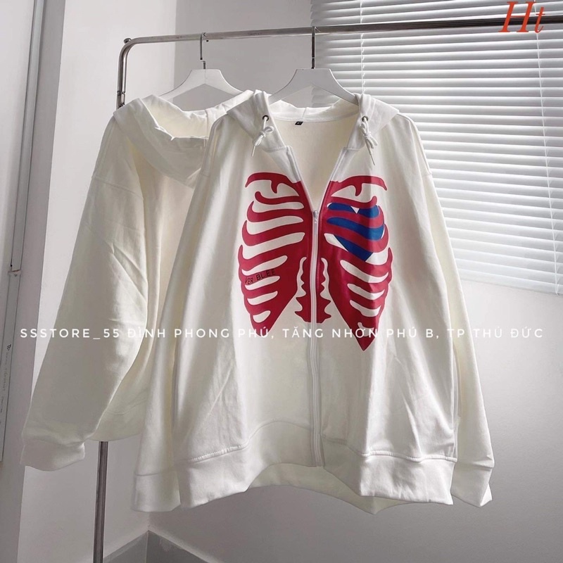 Áo khoác nỉ cotton xương tim H2A687