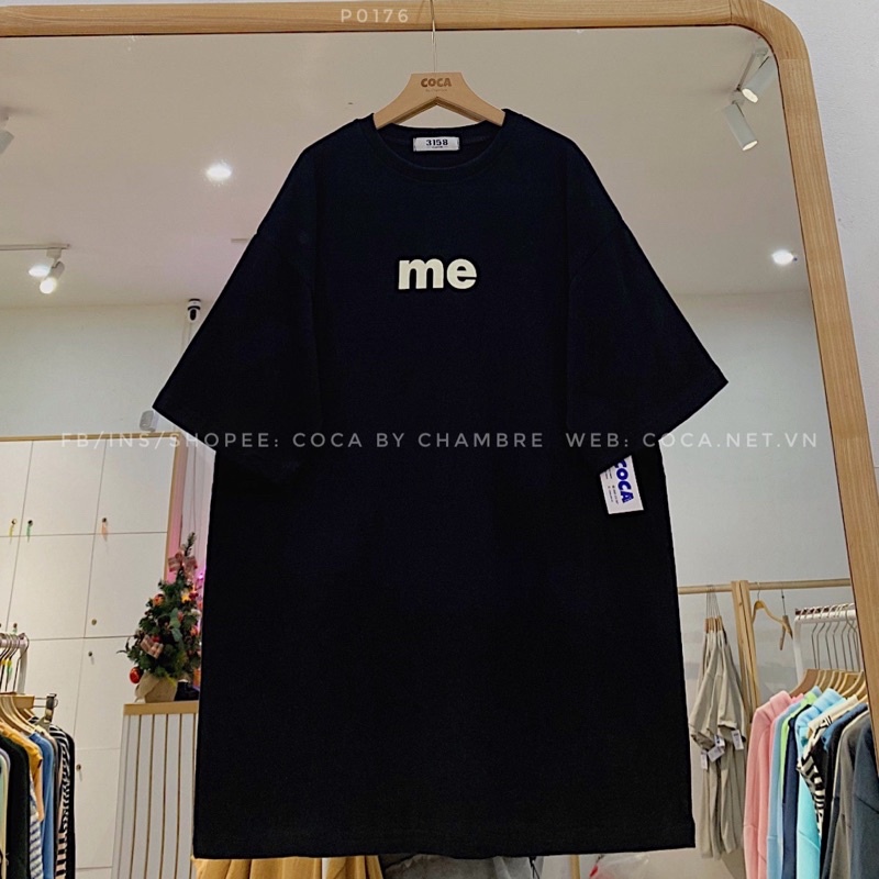 [P0176] Áo thun cotton mặt lông dày in chữ ME form rộng (Có sẵn/ảnh thật)