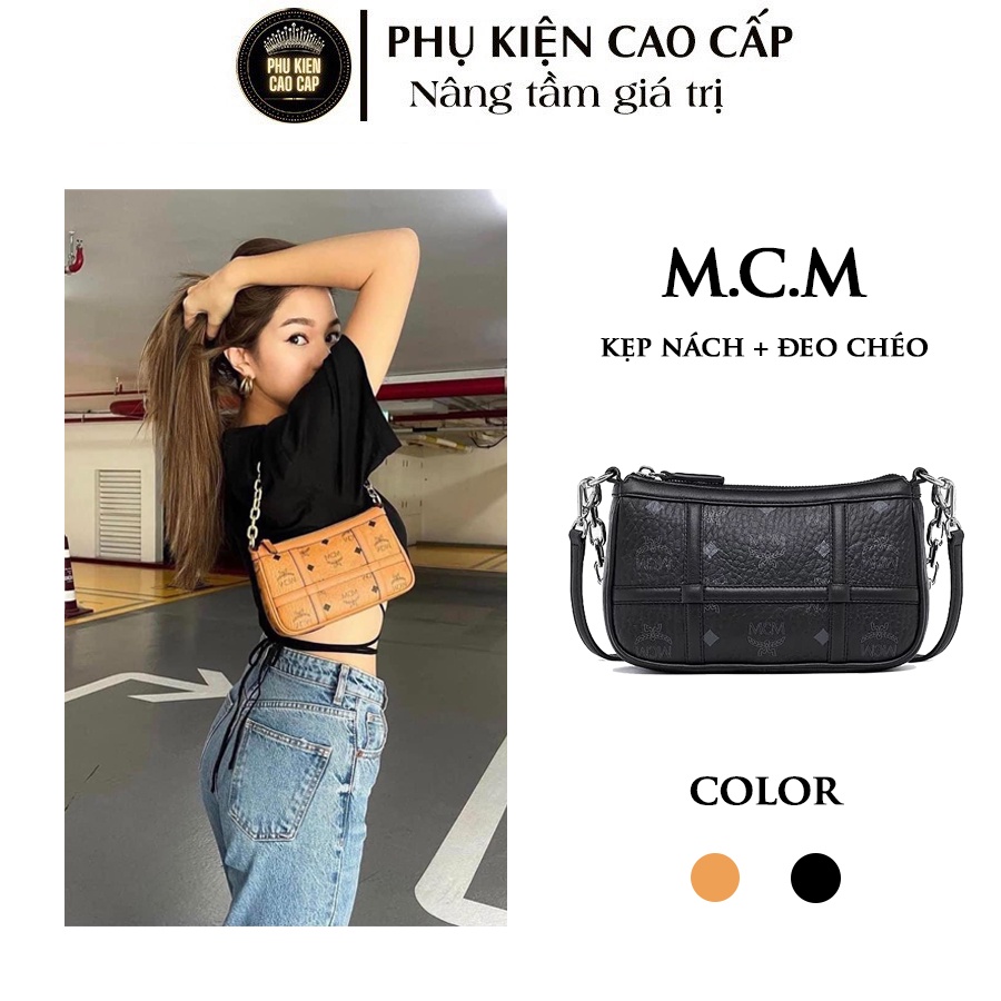 Túi xách kẹp nách + đeo chéo M.C.M Aren Shoulder Bag, phong cách cá tính cao cấp - FULLBOX hãng