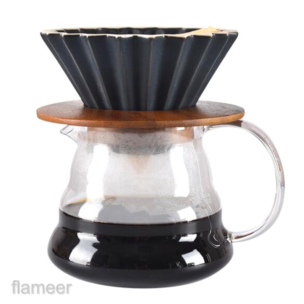 Home Wooden Filter Stand Coffee Dripper Bracket Pour Over Drip Holder Round