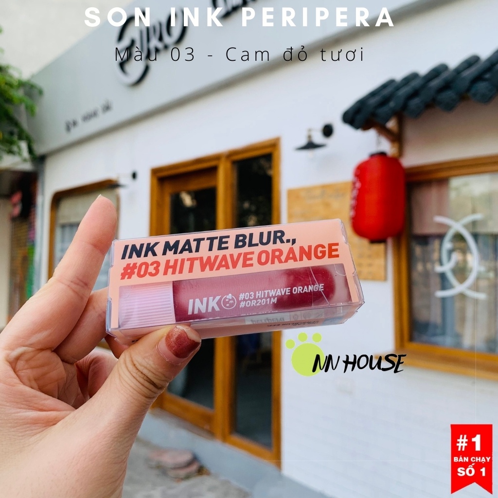 Son Peripera Ink Matte Blur – Màu 03 Cam đỏ tươi 3.8g – Hitwave Orange – NN HOUSE – Hàng có Bill