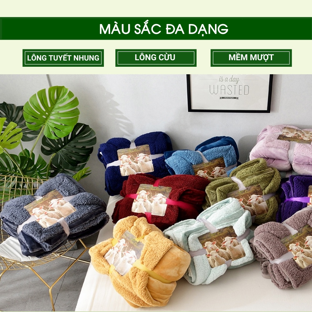 Chăn lông cừu HOMIES Bedding & Décor phong cách Hàn quốc kích thước 2mx2m3