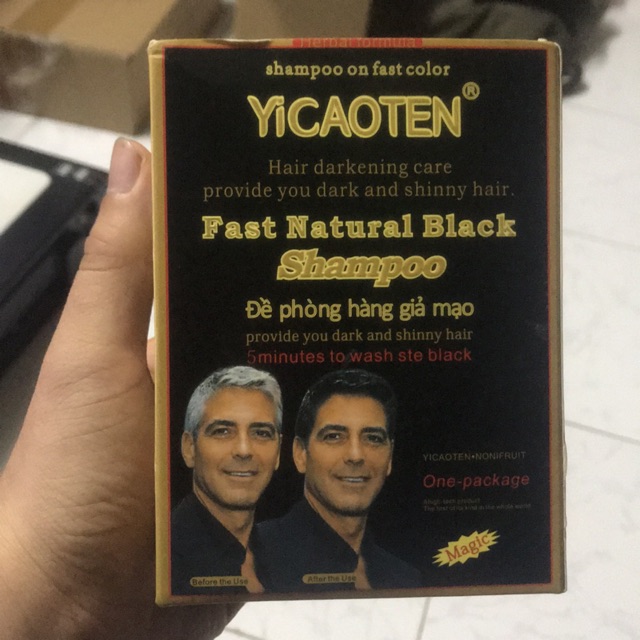 Hộp 10 gói Dầu gội đen tóc gội là đen Yicaoten