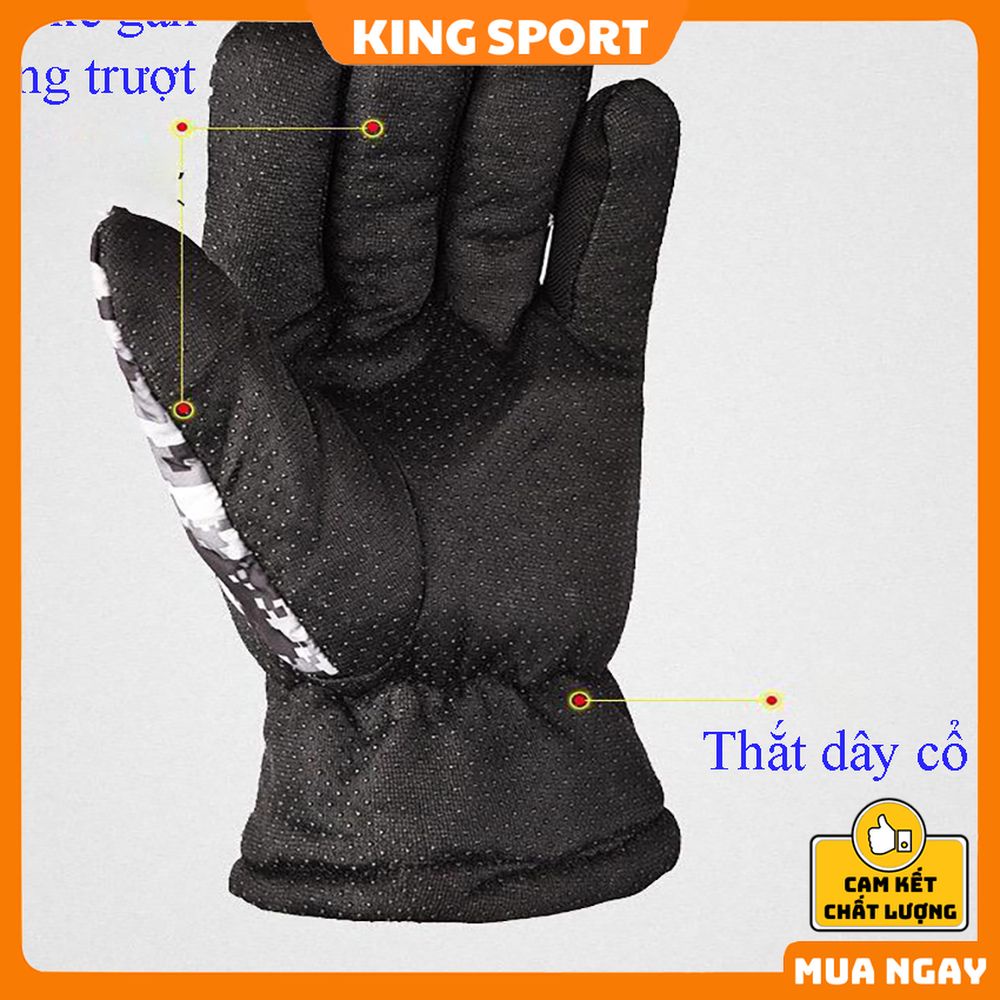 Găng tay xe máy lót nỉ nam nữ rằng ri chống gió chống nước cao cấp KING SPORT Găng tay đi phượt nam nữ ấm áp