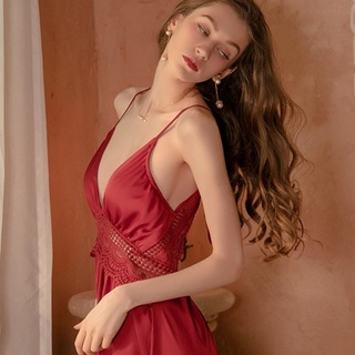 Váy ngủ lụa 2 dây hở lưng Lylylorem VN214