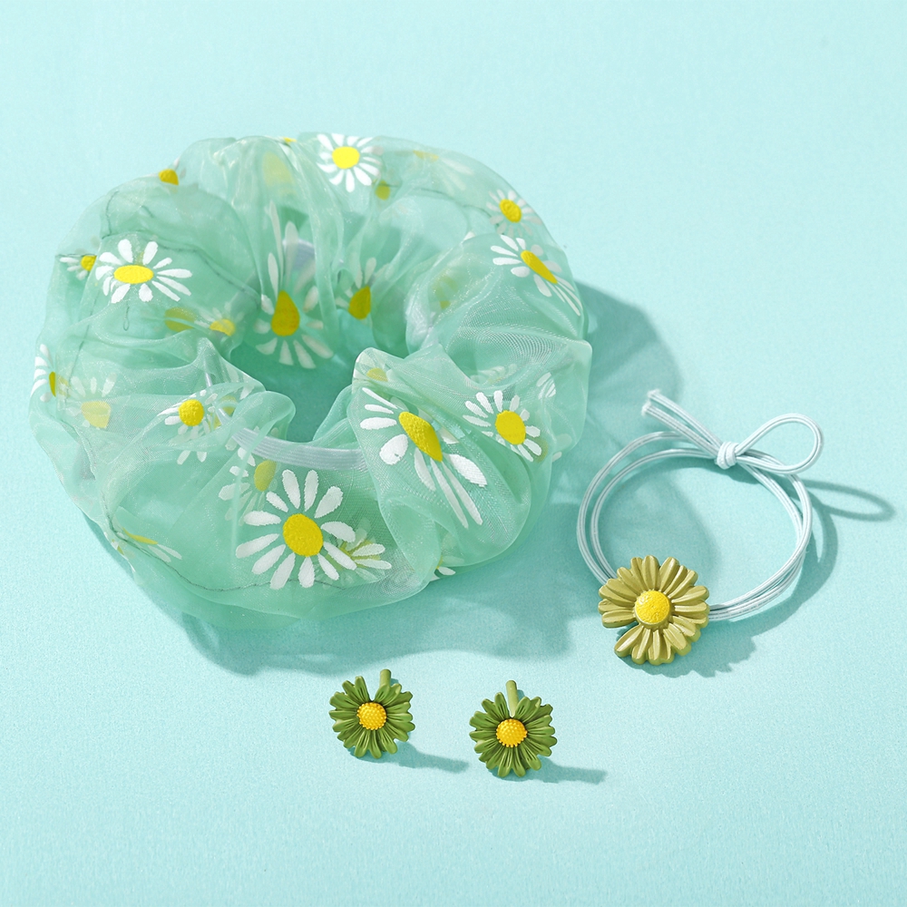 Set Dây Buộc Tóc Hoa Cúc Xinh Xắn Cho Bé Gái