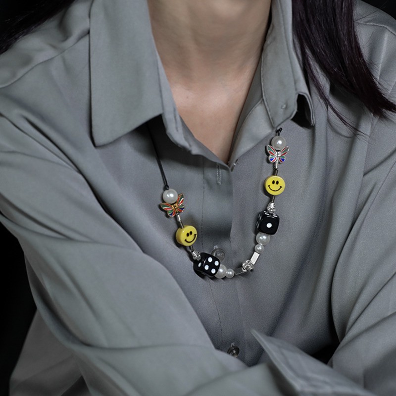 Dây chuyền mặt họa tiết đầu lâu đính ngọc trai nhân tạo phong cách hip hop đường phố