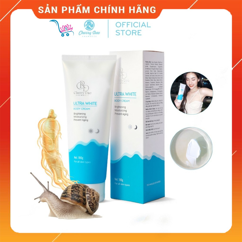 Kem Body Ultra White CRD Cherry Đào Dưỡng Trắng Da Toàn Thân Ban Đêm