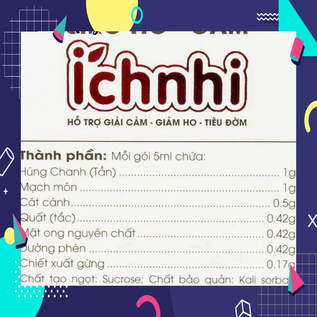 »» Siro ho- cảm ÍCH NHI dạng gói (hộp 30 gói)