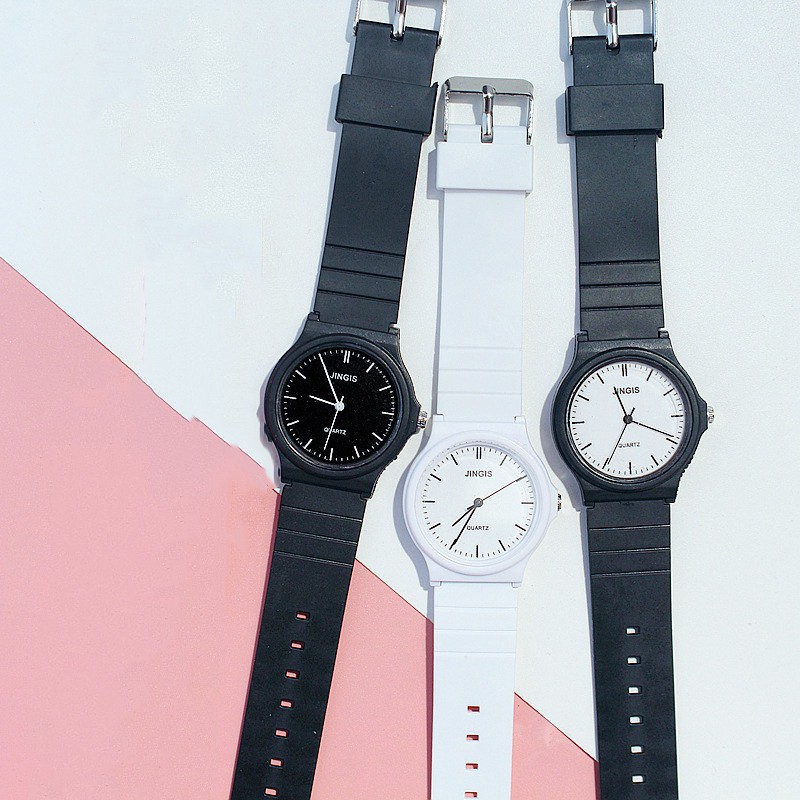 Đồng hồ nữ Dotime trẻ trung thiết kế dây nhựa mặt tròn phong cách ZO84