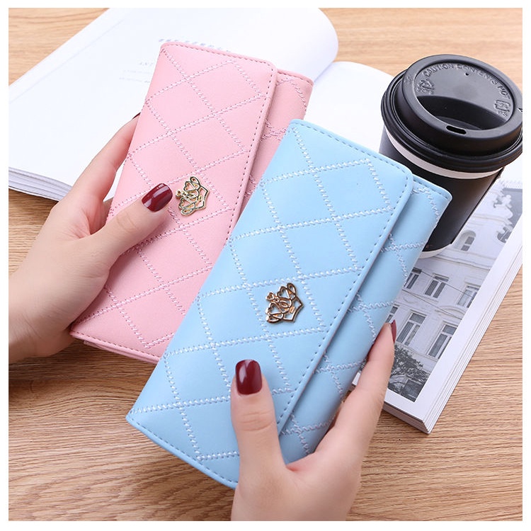 Ví Dài Mỏng Đính Vương Miện Kim Loại 2022 Thời Trang Xu Hướng Cho Nữ