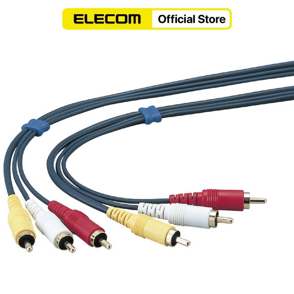 [Mã ELHACE giảm 4% đơn 300K] Cáp AV nối 3xRCA - 3xRCA, 1.0m - 2.0m - 3.0 m ELECOM AV-WRY - Hàng chính hãng