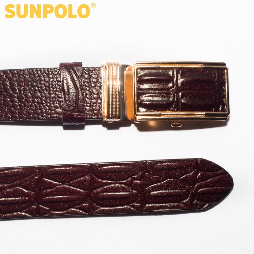 Dây nịt nam da bò SUNPOLO Đen Nâu - BSAL02