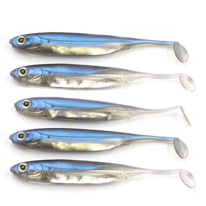 QQ Bộ 5 Mồi Câu Cá Mềm Hình Chữ T Bằng Nhựa Chất Lượng Cao