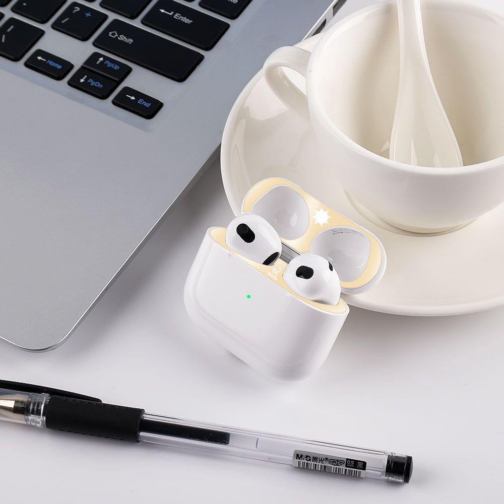 Miếng Dán Hộp Sạc Tai Nghe Bằng Kim Loại Chống Bụi Nhiều Màu Sắc