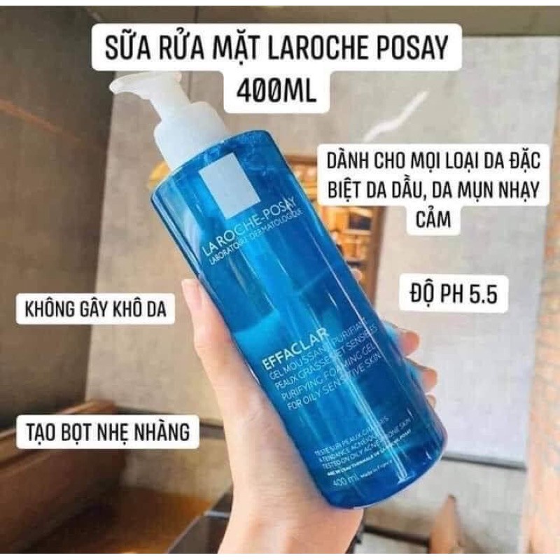 Sữa Rửa Mặt Giảm Nhờn Cho Da Dầu Mụn La Roche-Posay Effaclar 400ml