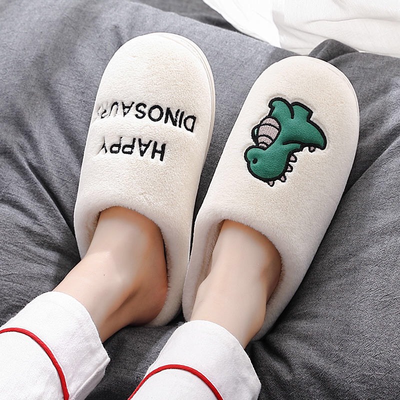 Dép lông đi trong nhà hình thú đế cao su siêu êm, Dép lông mùa đông nam nữ