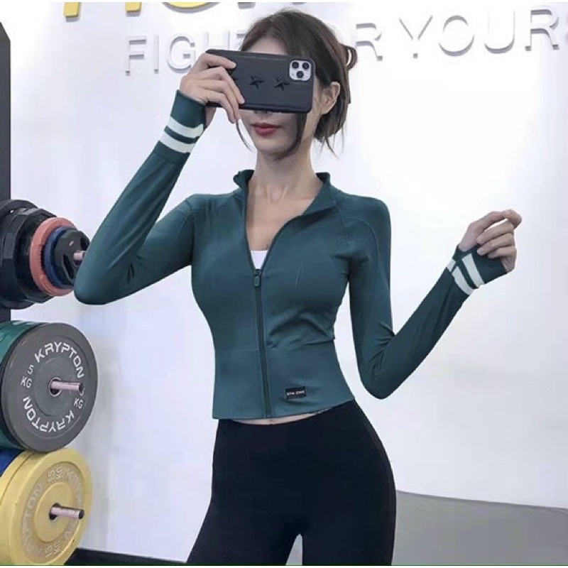 ÁO KHOÁC CROPTOP GYM CHIC VẢI DỆT QUẢNG CHÂU