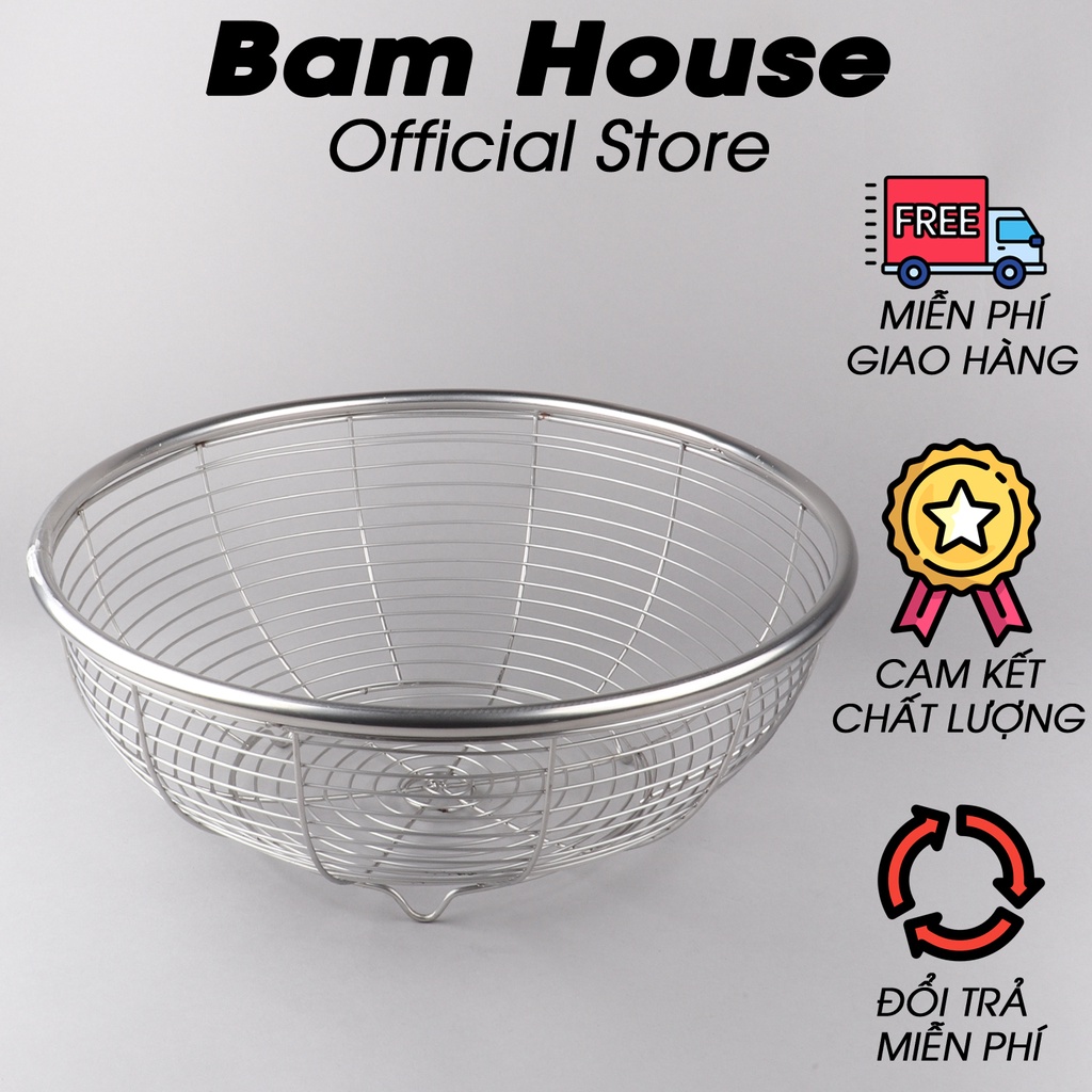 [Mã LIFEMALL991 giảm 10% đơn 99K] Rổ nan thưa inox dày loại lớn 27cm Bam House để ráo nước trái cây và đồ chiên cao cấp