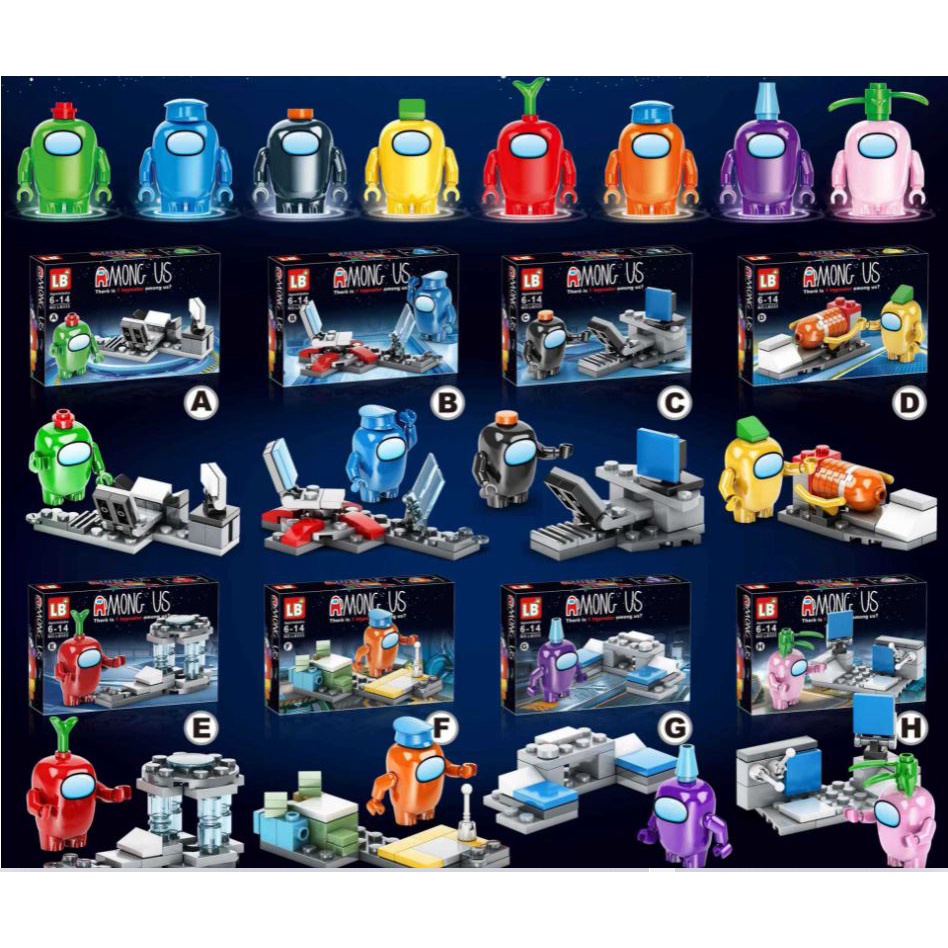 Bộ xếp hình Lego Nhân Vật Among Us Cho Bé10 phân loại Các màu