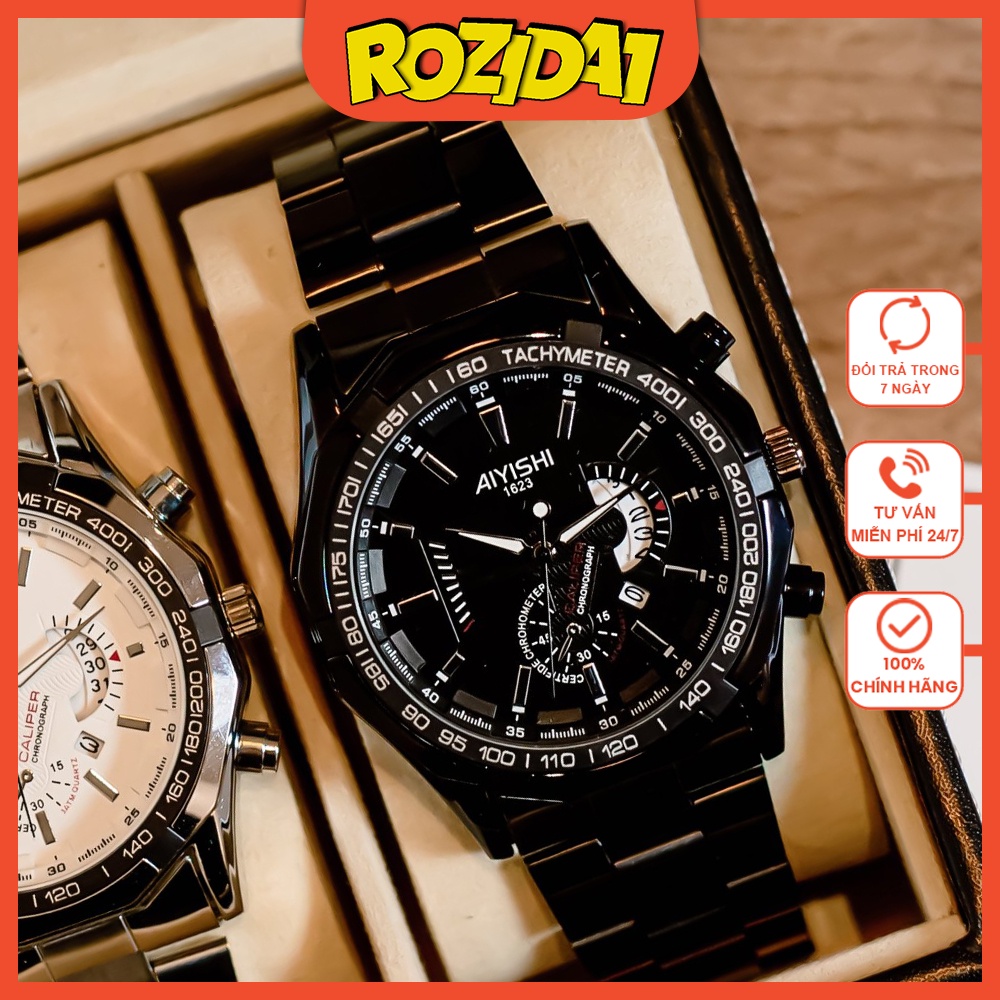 Đồng hồ nam chính hãng đẹp giá rẻ dây thép thời trang sang trọng cao cấp chống nước Rozida 1 thumbnail