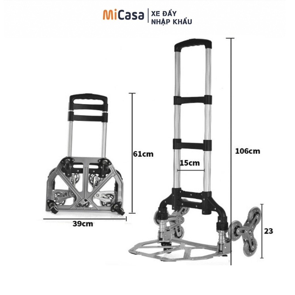 Xe Đẩy Hành Lý Hợp Kim Nhôm, Xe Đẩy Hàng Ngoài Trời Gấp Gọn Tải Trọng 85kg