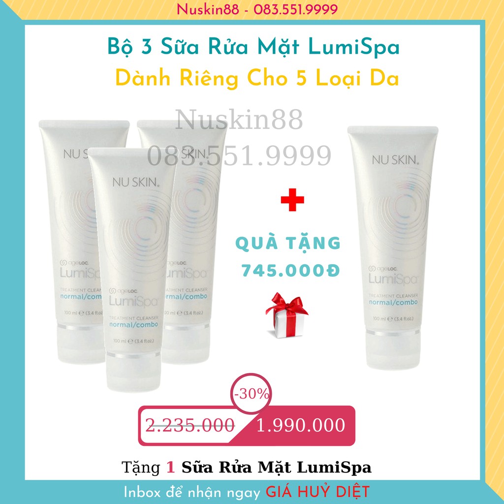 COMBO 3 SỮA RỬA MẶT LUMISPA TẶNG 1 SRM LUMISPA bất kỳ