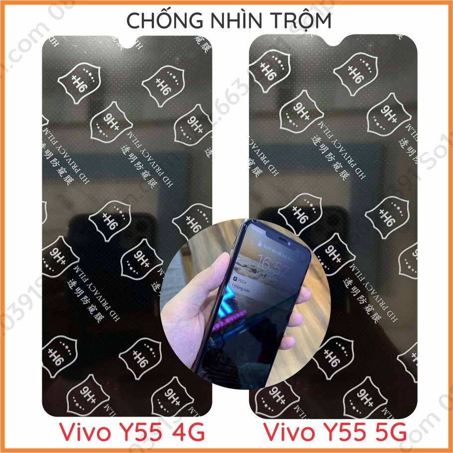 Dán cường lực chống nhin trộm Vivo Y55 4G / Y55 5G/Y75 5G/T1 5G nano (cường lực dẻo 9H) &amp; PPF (6H, tự phục hồi vết trầy)