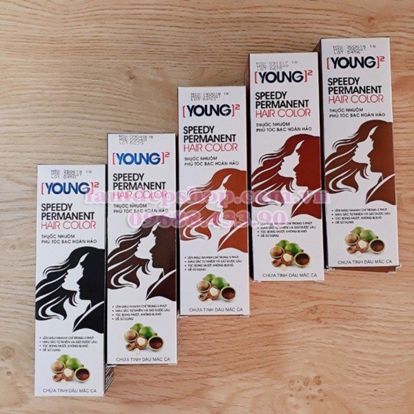 Young Speedy Permanent Hair Color - Thuốc nhuộm tóc phủ bạc, tỷ lệ tóc bạc 30%-40% (60ml) (Đã bao gồm trợ nhuộm)