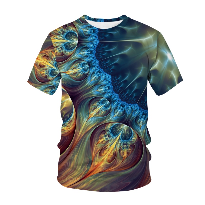 Áo Thun Tay Ngắn In Hình Psychedelic 3D Nhiều Màu Sắc Thời Trang Đường Phố Cho Nam Và Nữ