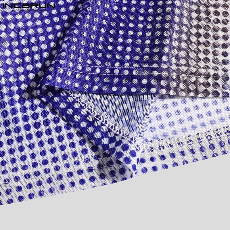 INCERUN Áo Thun Lưới Tay Dài Trong Suốt In Họa Tiết Hoa Thời Trang Dự Tiệc Cho Nam