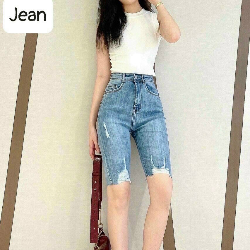 Quần short nữ lưng cao King168, cạp cao, co dãn nhẹ, chất jean cotton xịn xò mẫu vq36