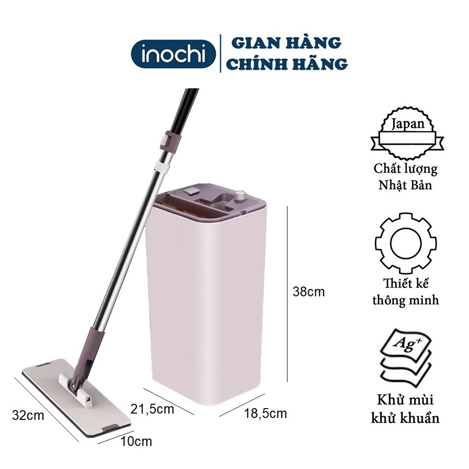 Bộ cây lau nhà thông minh INOCHI - lau nhà tự vắt kèm thùng đựng MOP-Z9 nhựa Tân Phú