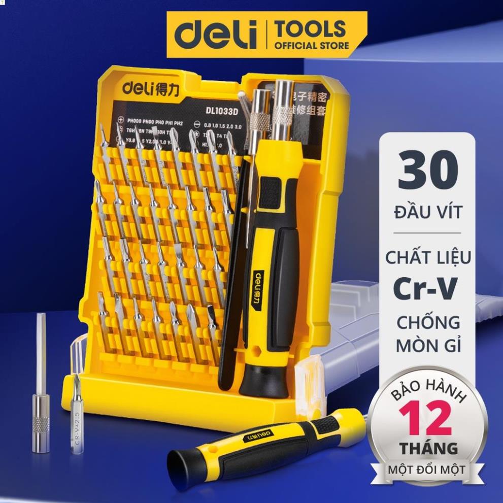 Bộ Tua Vít Sửa Chữa Đa Chức Năng Deli 30 Đầu Vít Cao Cấp - Chất Liệu Siêu Bền, Thiết Kế Gọn Nhẹ Tinh Tế - DL1033D .